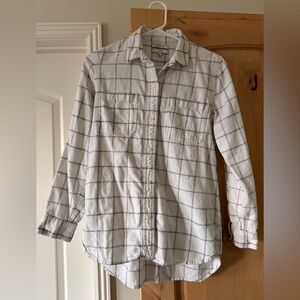 Madewell White and Gray Checkered Flannel Shirt